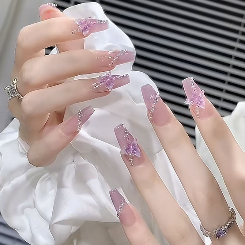 Siopsrl | Artificial nails with elegant lilac design Siopsrl