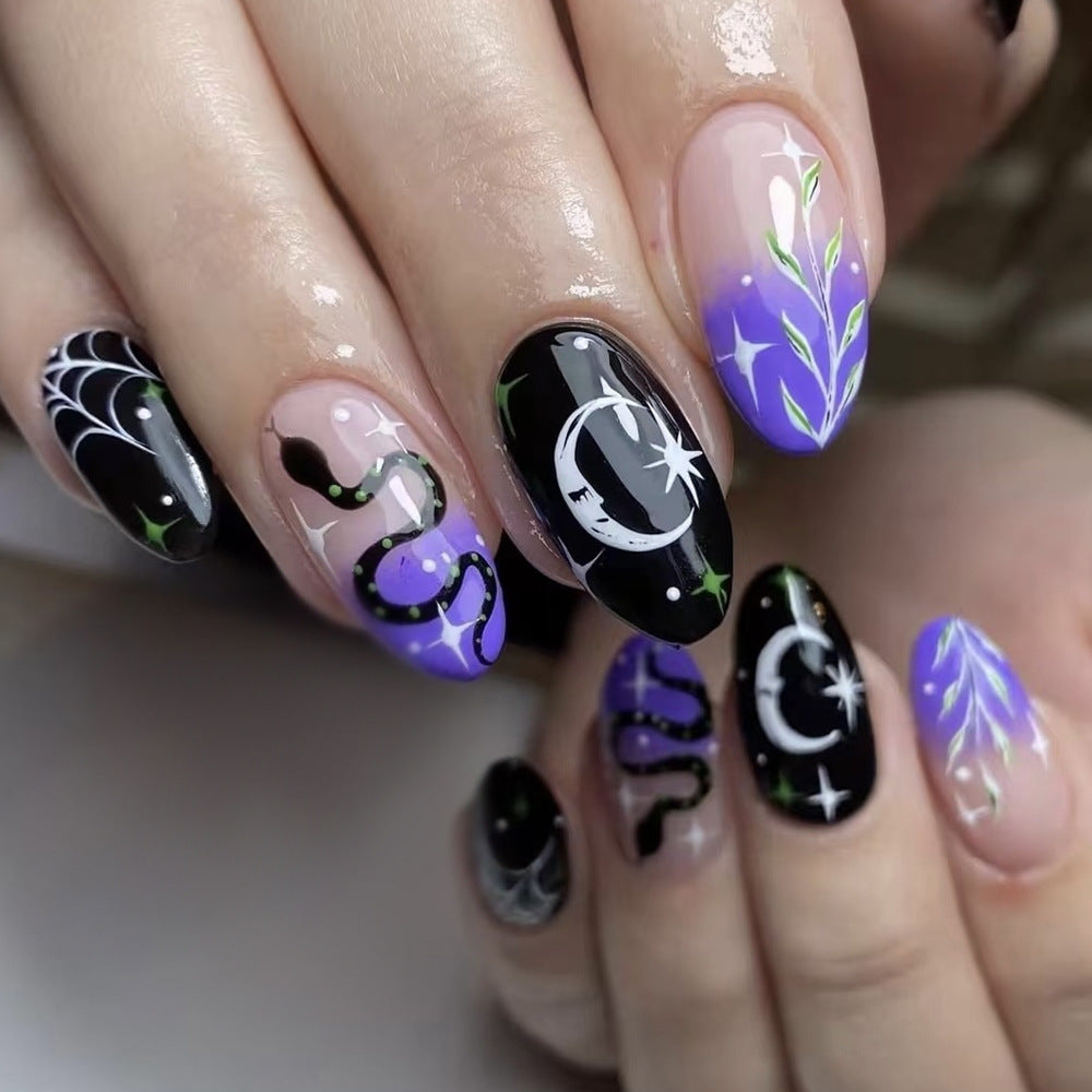 Siopsrl | Artistic Halloween-Themed Press-On Nail Art Set Siopsrl