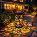 Solar Projection Lantern With Sunflower Floral Metal Cylinder And Hanging Handle Siopsrl