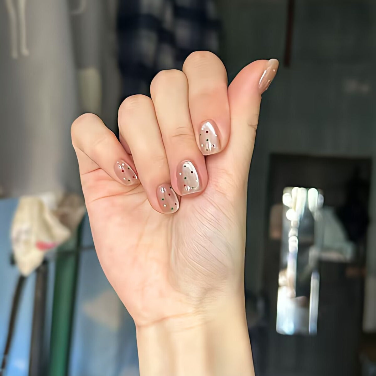 Siopsrl | Trendy artificial nails with glitter effects Siopsrl