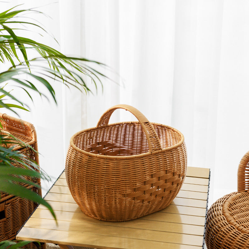 Handwoven Storage Basket with Handle Siopsrl