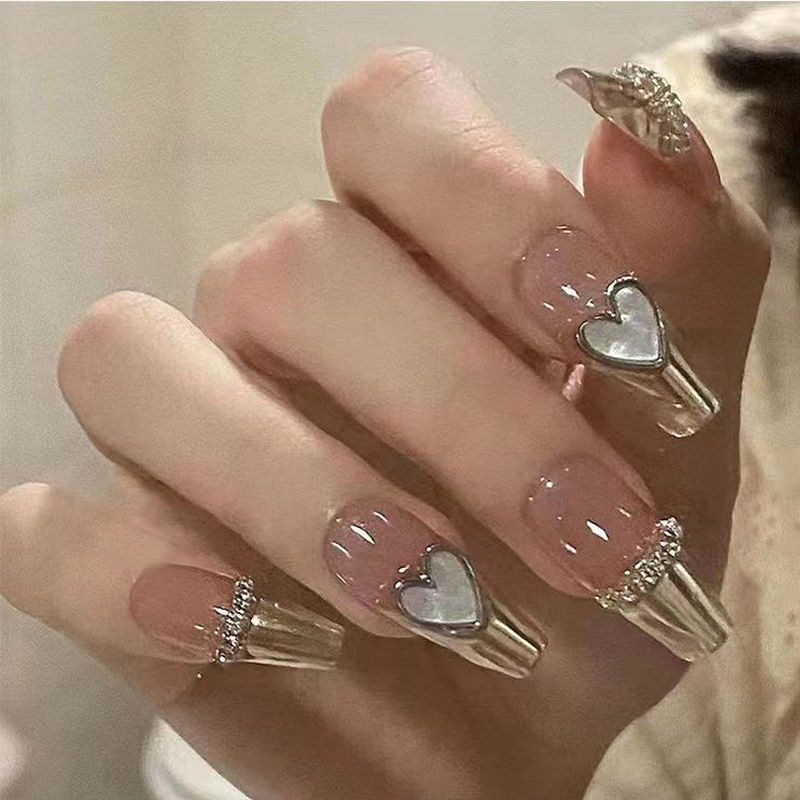 Siopsrl | Artificial Glamorous Heart Nail Tips Siopsrl