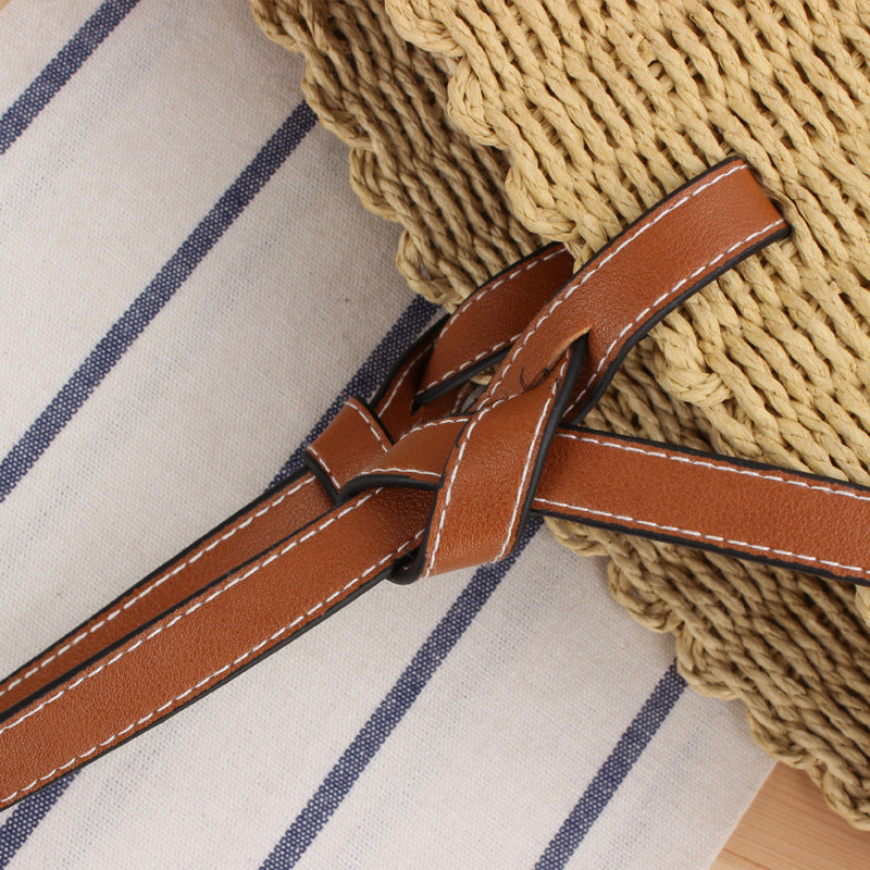 Siopsrl | Woven Natural Material Handbag with Elegant Leather Handles Siopsrl