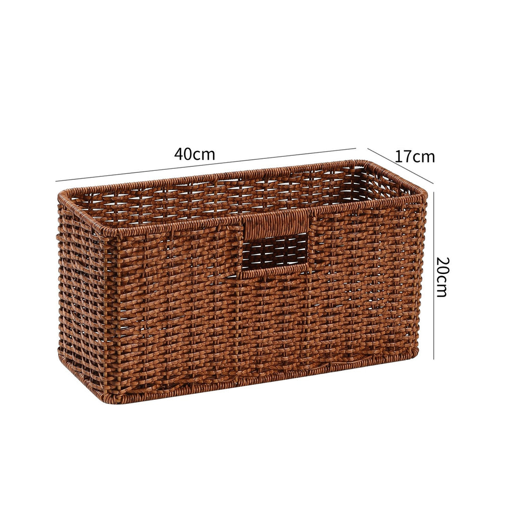 Handwoven Rectangular Storage Basket with Cut-Out Handles Siopsrl