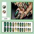 Siopsrl | Artificial nails with elegant gold and green tones Siopsrl