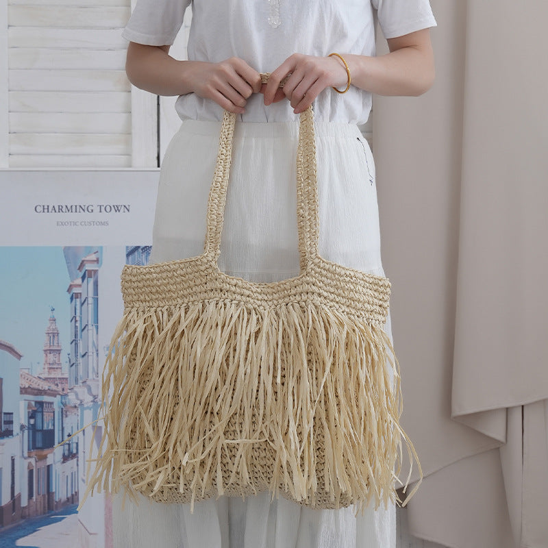 Siopsrl | Handmade beach bag with fringed designed pattern Siopsrl