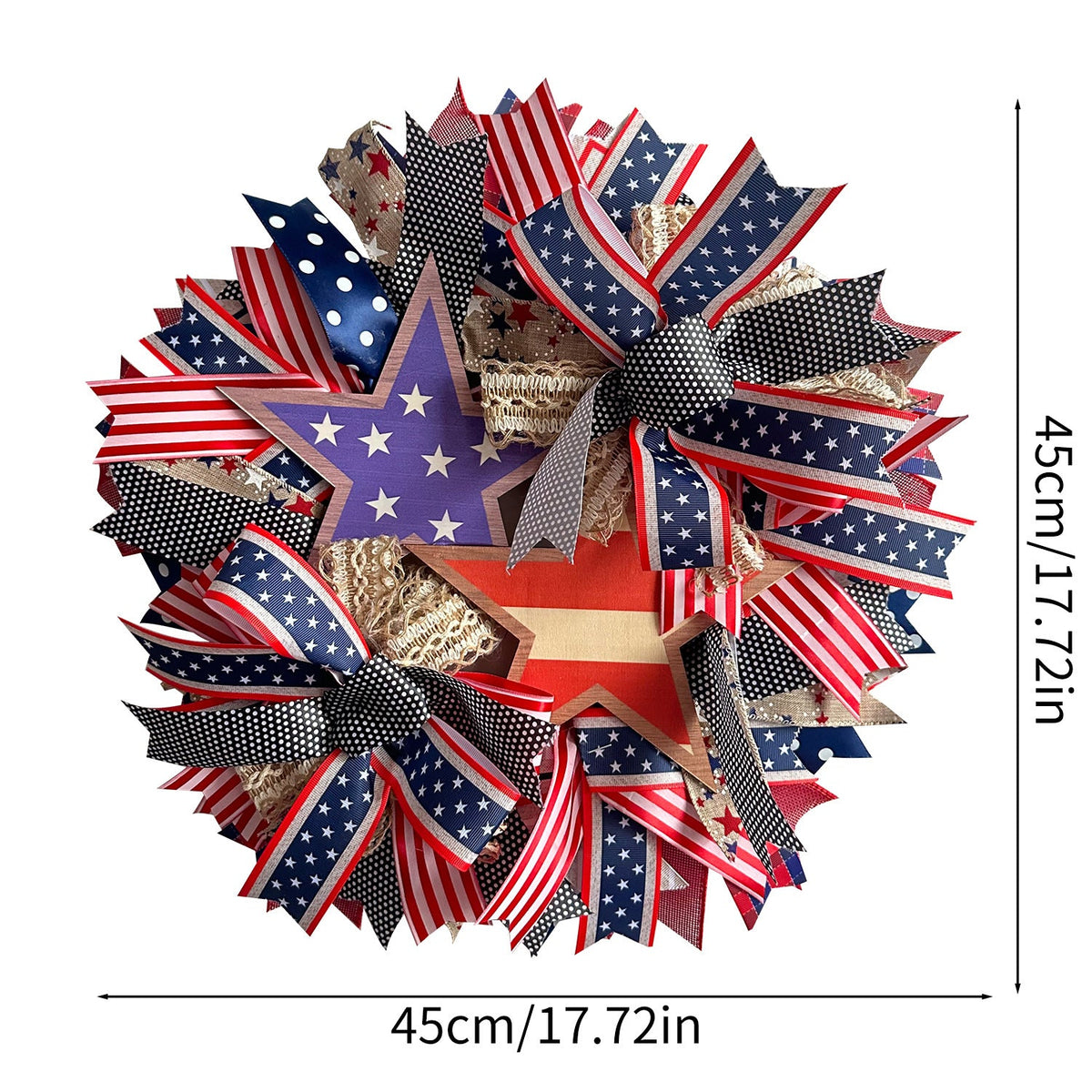 Siopsrl | Unisex nan more patriotic door wreath made of ribbon and wooden stars Siopsrl