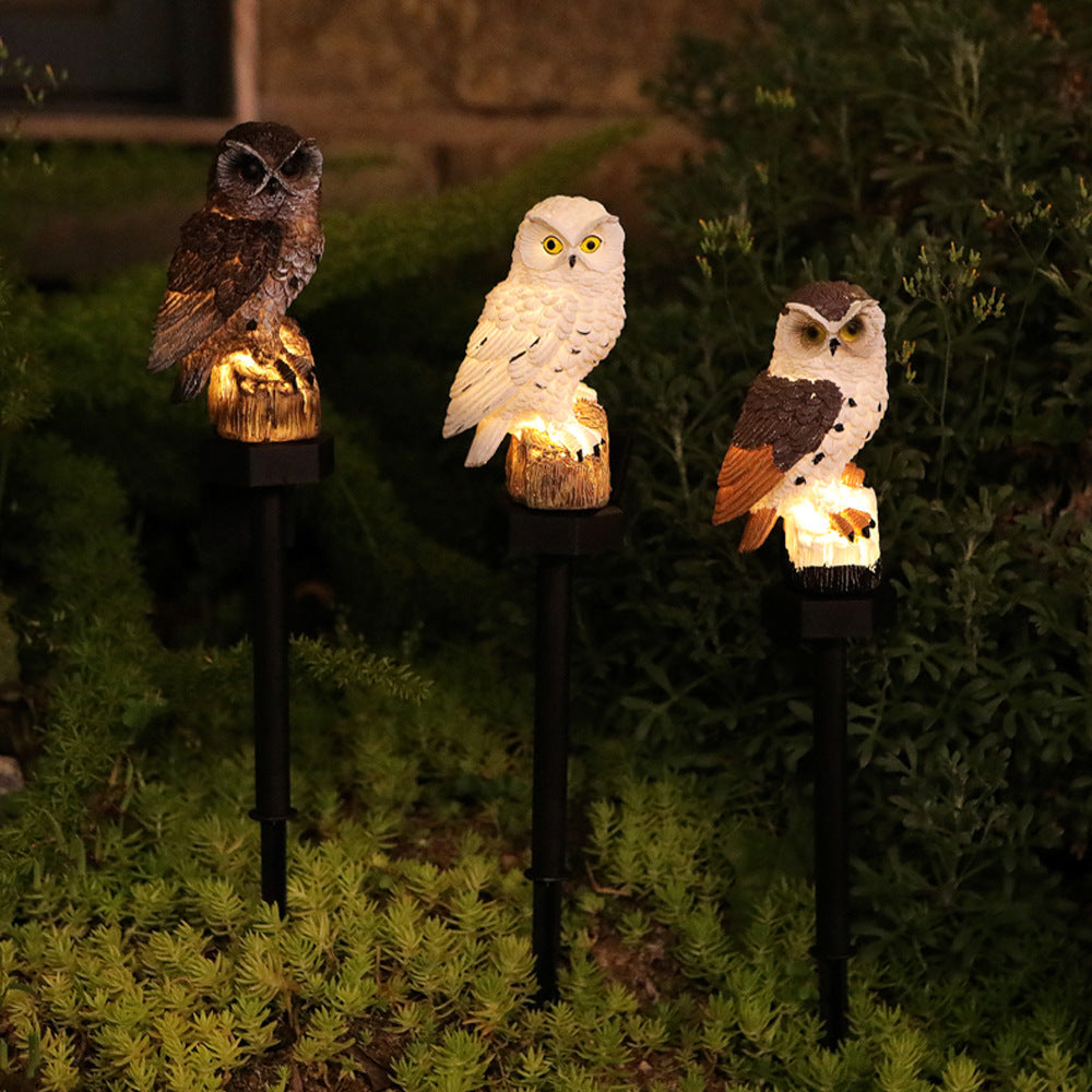 Solar-Powered Owl Garden Stake Light With Realistic Resin Perched Sculpture And Automatic Dusk-To-Dawn LED Siopsrl