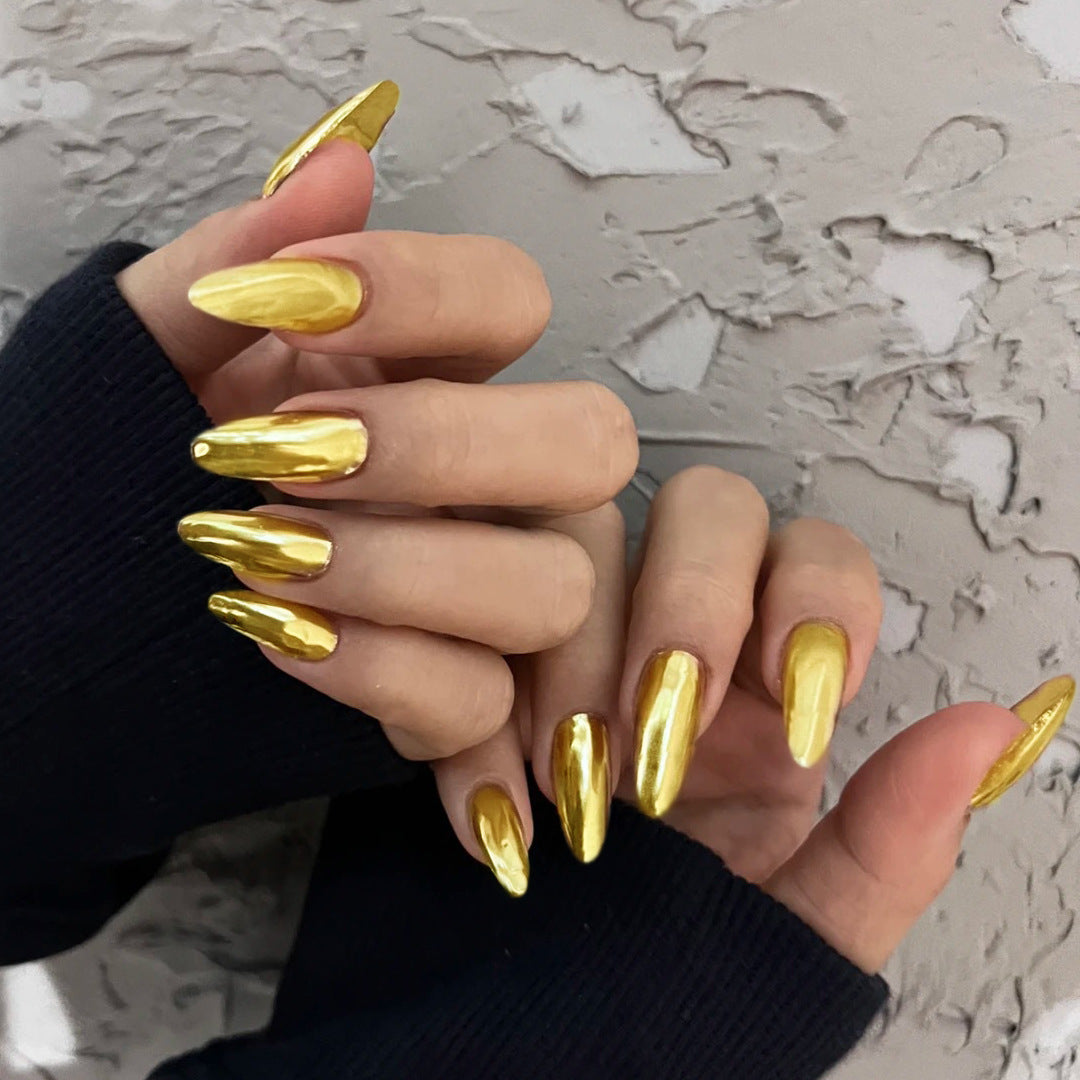 Siopsrl | Glossy Metallic Almond-Shaped Press-On Nails Siopsrl