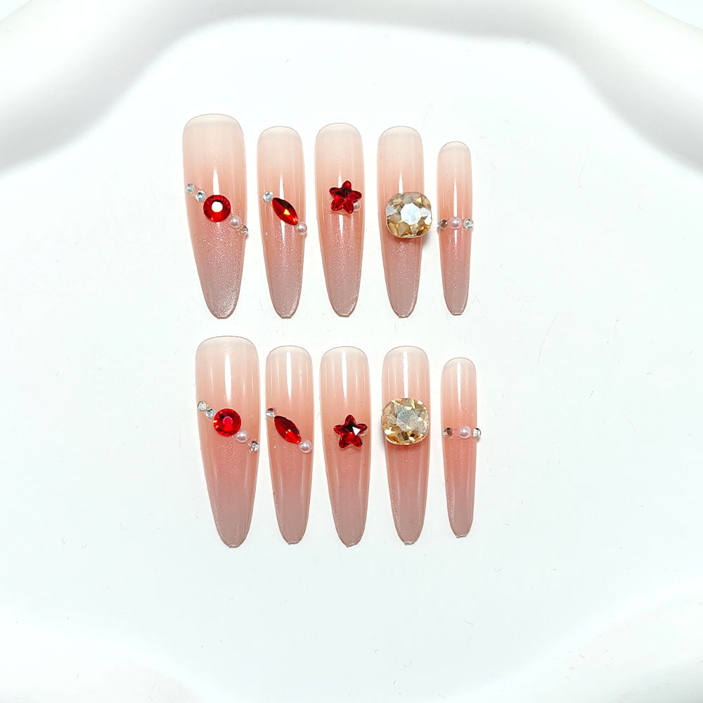 Siopsrl | Sparkling artificial nails with decorative rhinestones Siopsrl