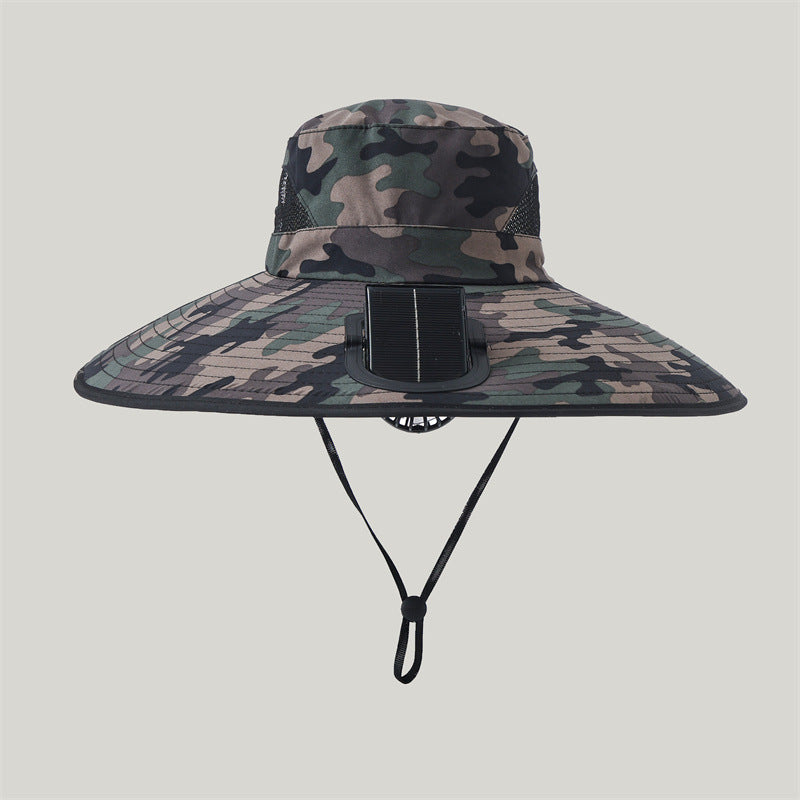 Siopsrl | Wide-brimmed outdoor sun hat with solar-powered micro fan, breathable mesh and adjustable chin strap Siopsrl