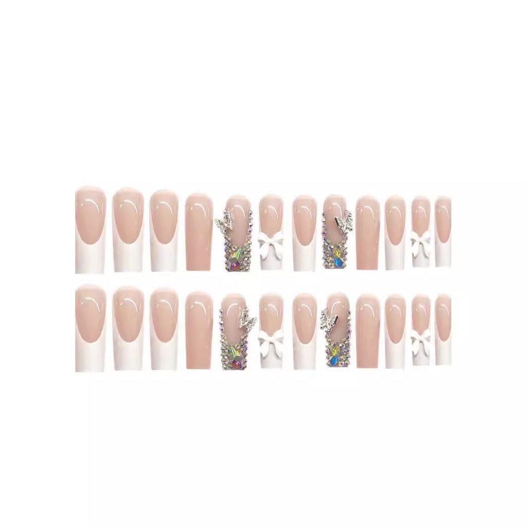 Siopsrl | Elegant 3D Crystal-Embellished Acrylic Nail Extensions Siopsrl