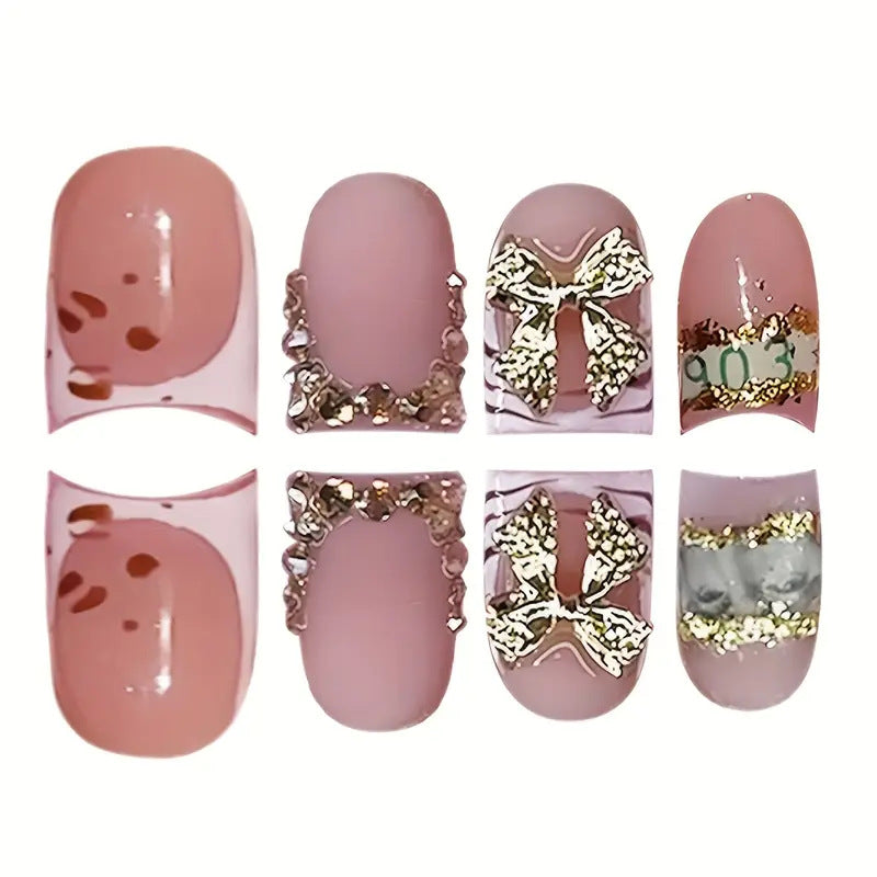 Siopsrl | Decorative Gold-Accented Press-On Nail Art Siopsrl