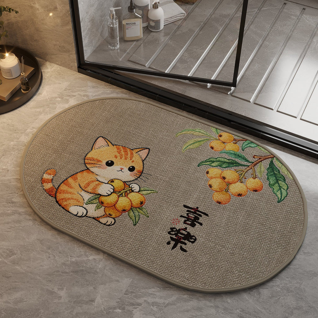 Siopsrl | Cat-Themed Oval Bath Mat