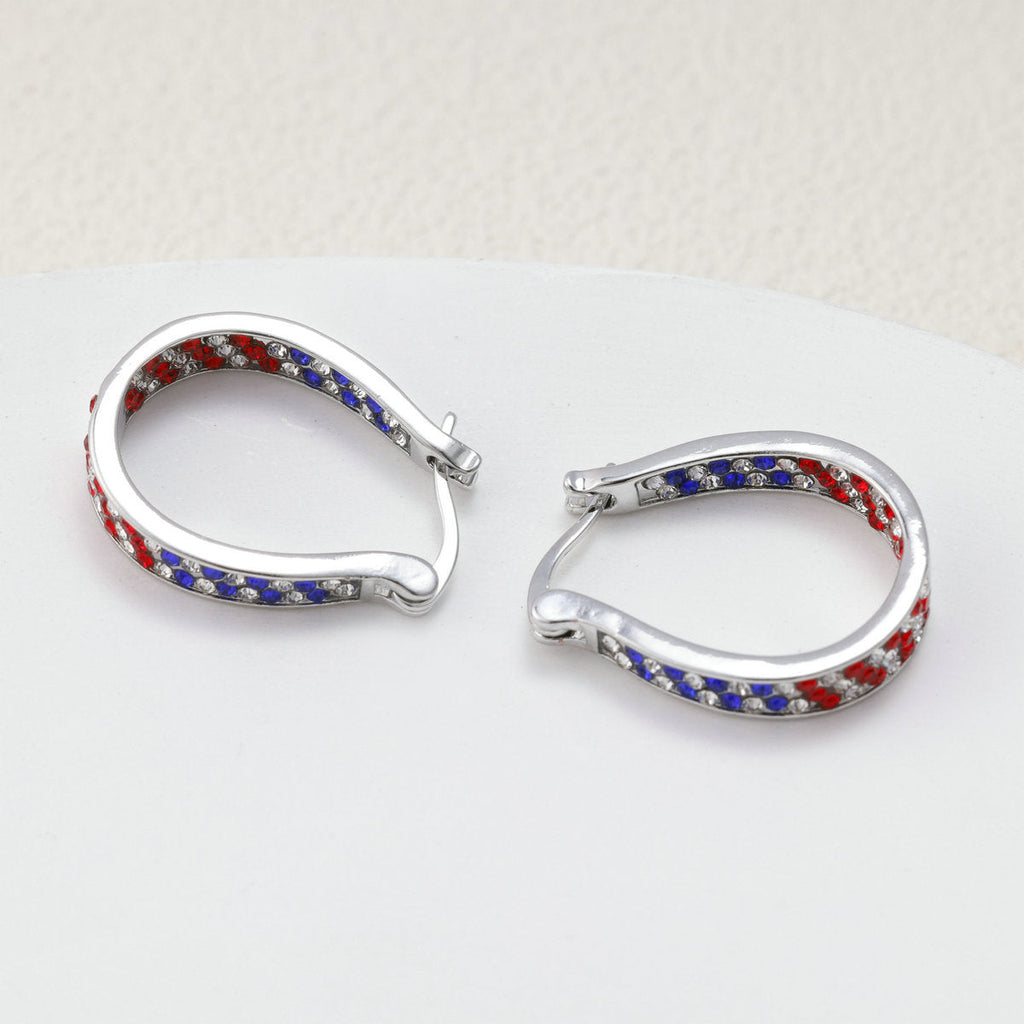 Siopsrl | Women's Pavé Hoop Earrings with Crystal Decoration and Hinge Closure Siopsrl