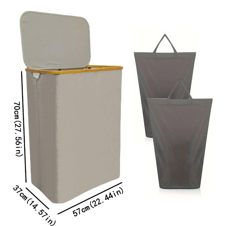 Laundry separation system with bamboo lid and multiple compartments Siopsrl