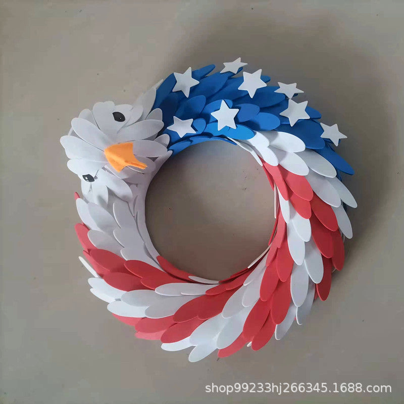 Siopsrl | Unisex nan handcrafted patriotic eagle door wreath with layered feather effect Siopsrl