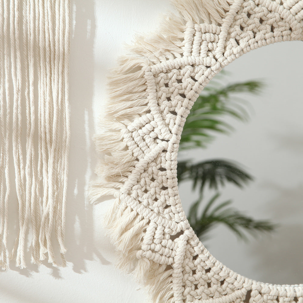 Macrame Decorative Round Wall Mirror Siopsrl