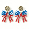 Siopsrl | Ladies nan Statement bow earrings made of acrylic with glittering star stripe design and round studs Siopsrl