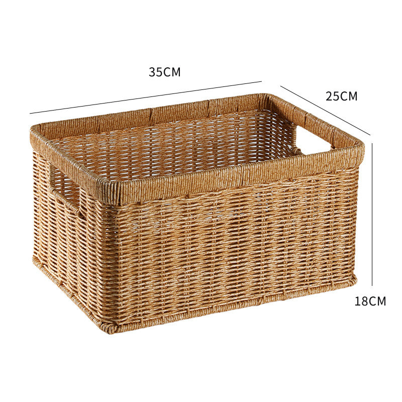 Handwoven Storage Basket with Cutout Handles