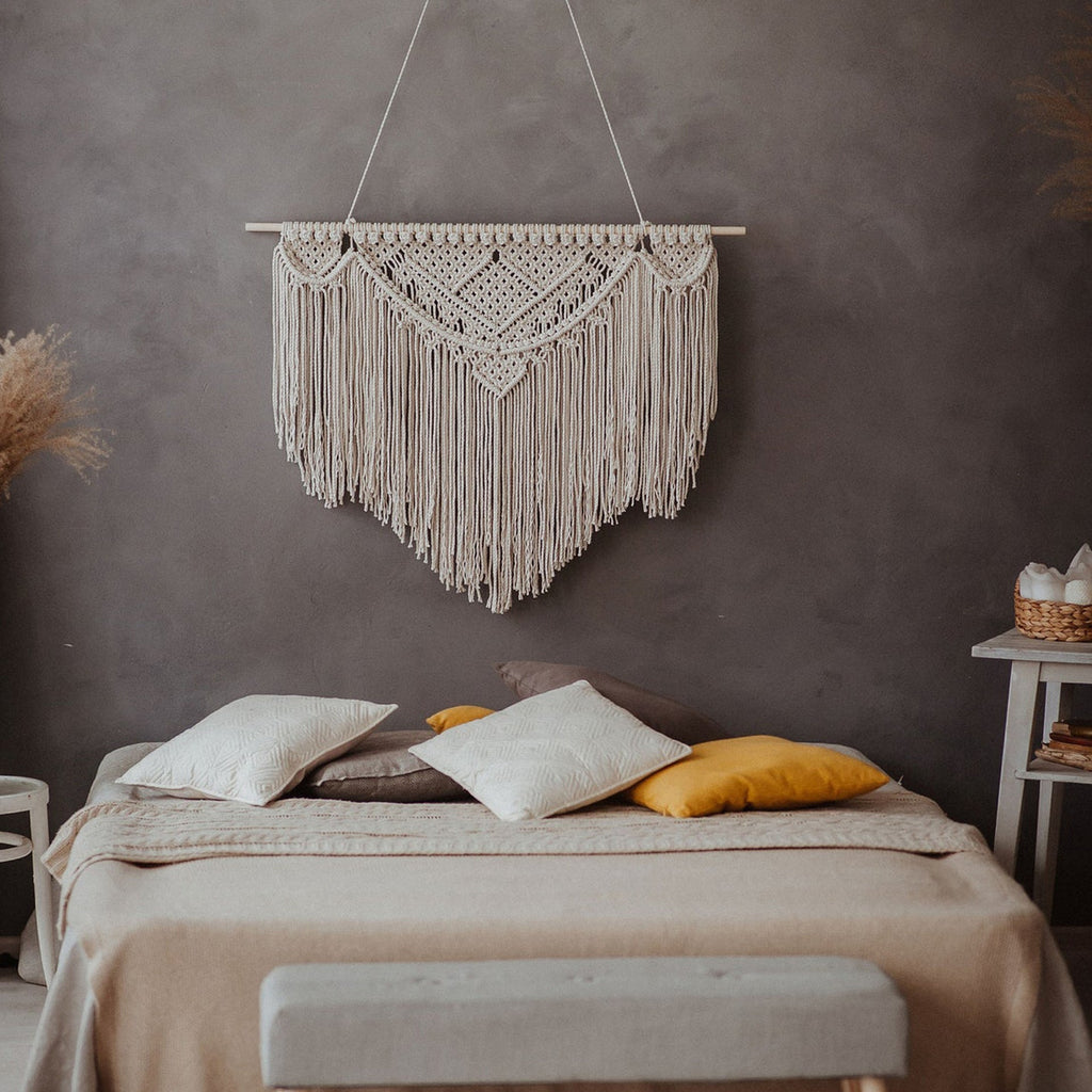 Macrame Wall Tapestry with Artistic Fringes Siopsrl