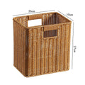 Handwoven Rectangular Storage Basket with Cutout Handles Rectangular Woven Design