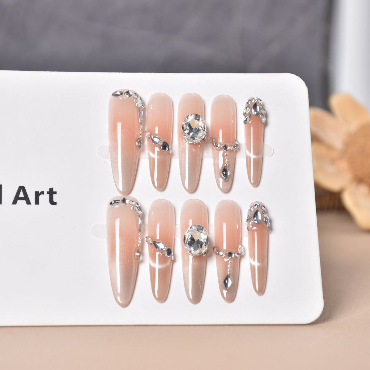 Siopsrl | Decorative Press-On Nails with Gem Accents Siopsrl