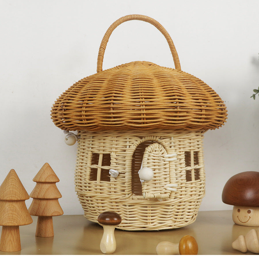 Whimsical Mushroom-Shaped Woven Storage Basket Siopsrl
