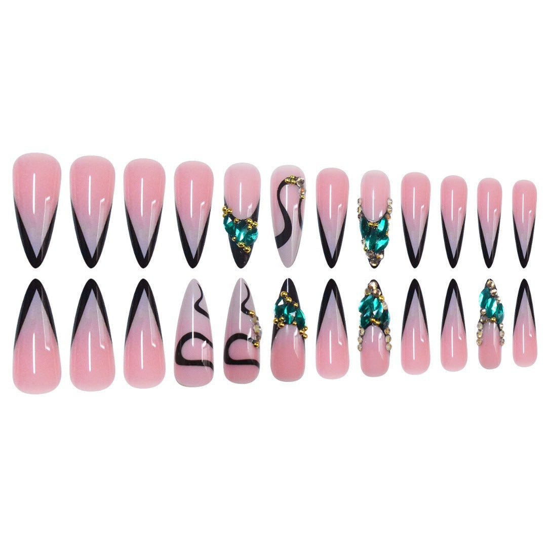 Siopsrl | Rhinestone-Embellished Stiletto Nail Art Extensions Siopsrl