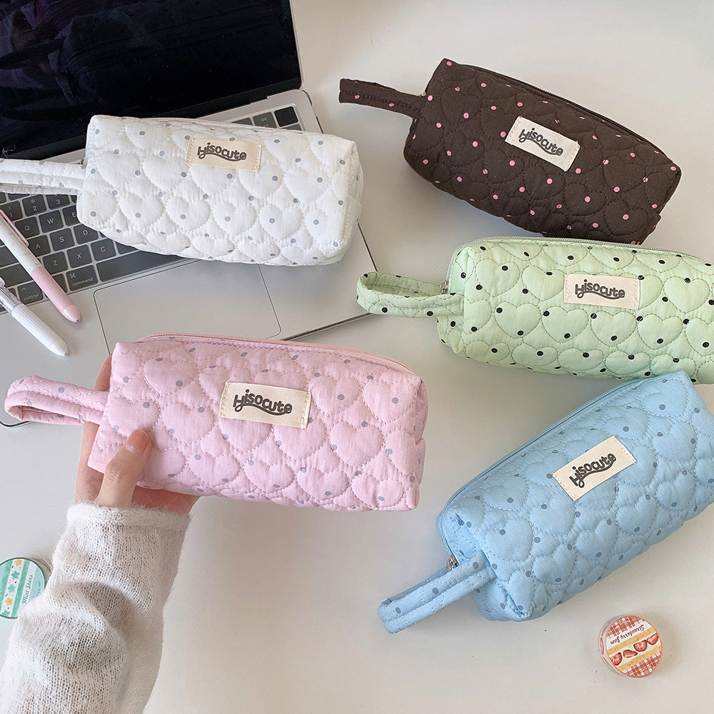Siopsrl | Quilted Heart-Shaped Pencil Case Siopsrl