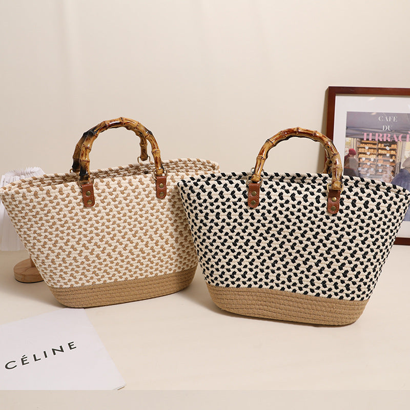 Siopsrl | Elegant bamboo handle shopping bag Siopsrl