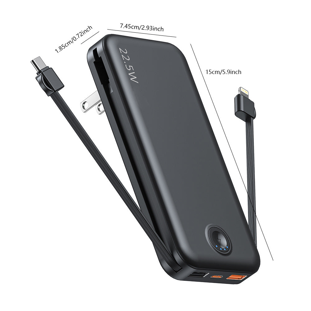 Siopsrl | Power bank with integrated wall plug and fast charging Type-C function Siopsrl