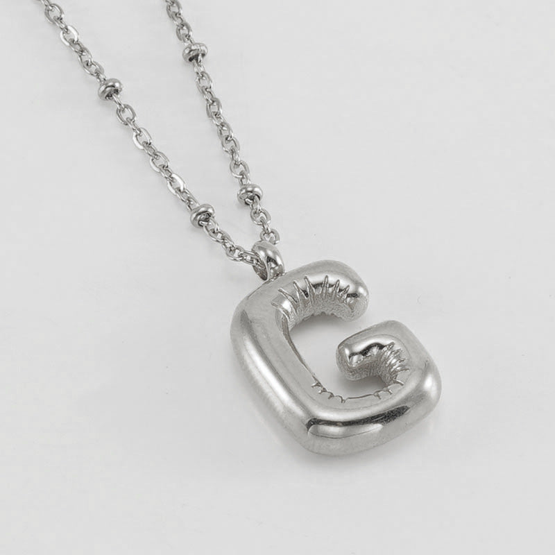 Bubble Letter Initial Necklace