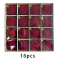 🎁16-Piece Red Velvet Flocked Christmas Ornaments