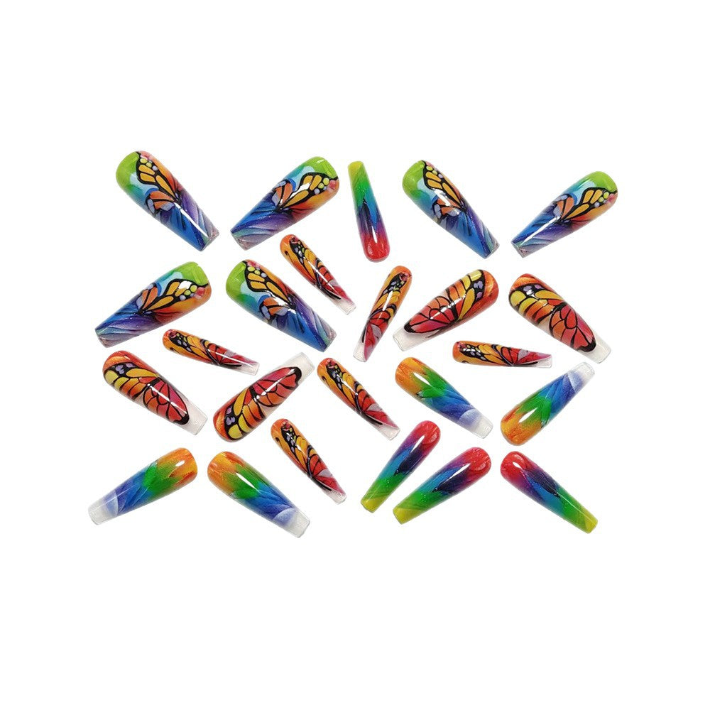 Siopsrl | Artificial nails with colorful butterfly design and holographic accents Siopsrl