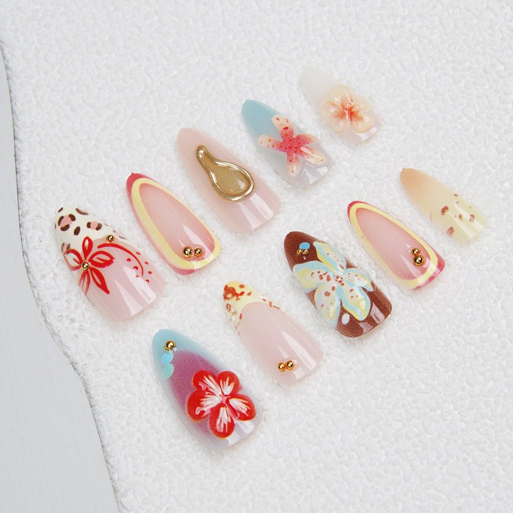 Siopsrl | Artificial Nail Set with Floral Accents Siopsrl