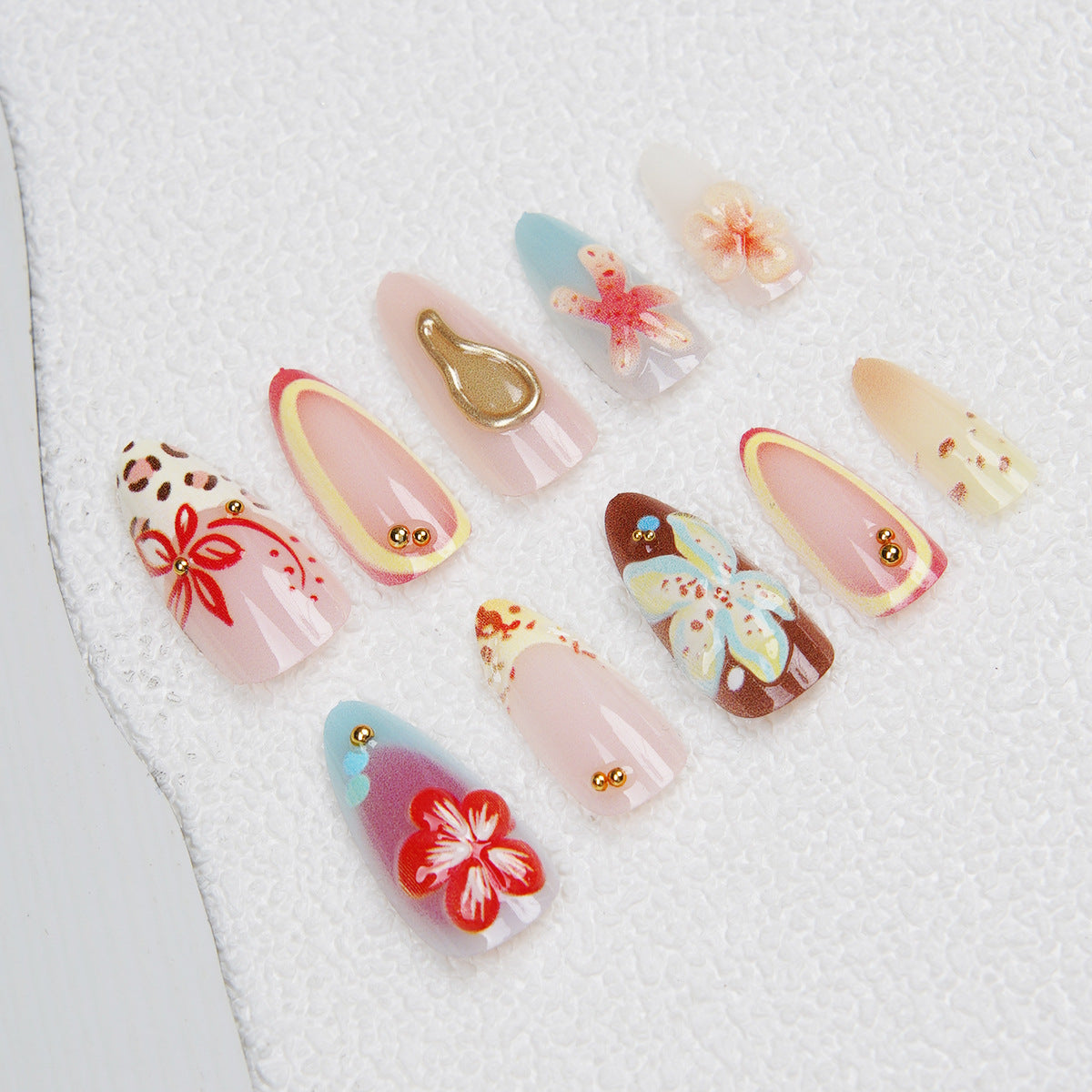 Siopsrl | Artificial Nail Set with Floral Accents Siopsrl