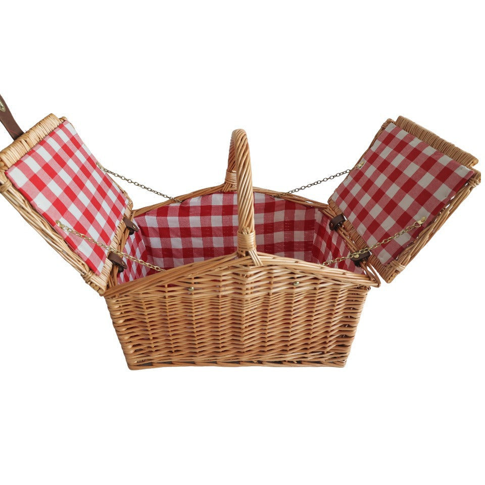 Ladies picnic basket with removable compartments and stylish checkered fabric Siopsrl