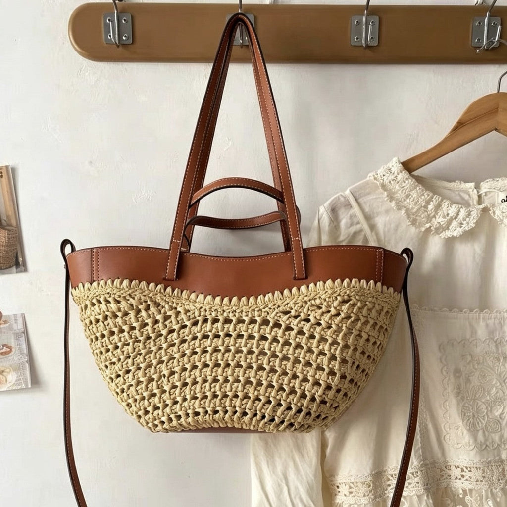 Siopsrl | Braided handbag with elegant leather trim Siopsrl