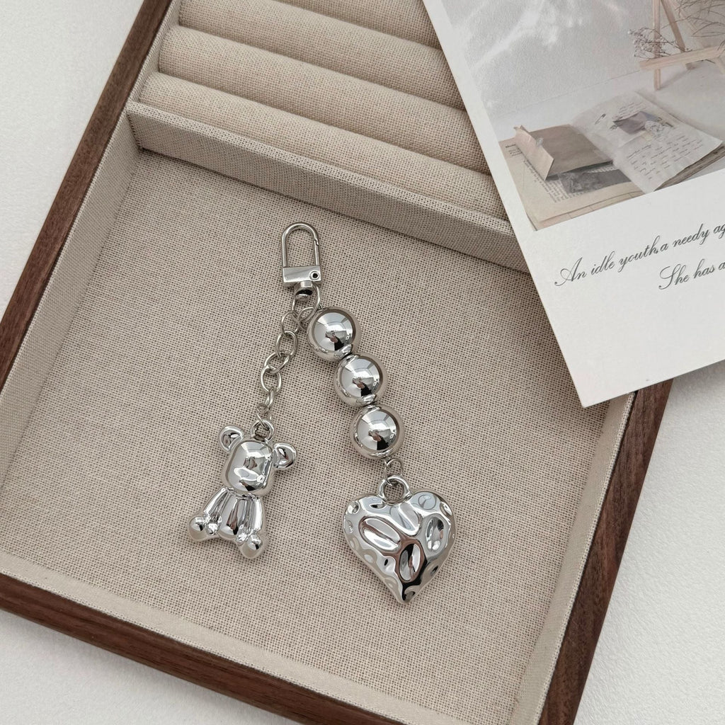 Siopsrl | Playful Bear and Heart Charm Keychain Siopsrl