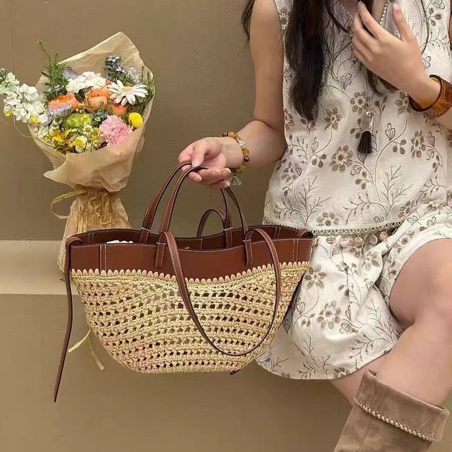 Siopsrl | Braided handbag with elegant leather trim Siopsrl