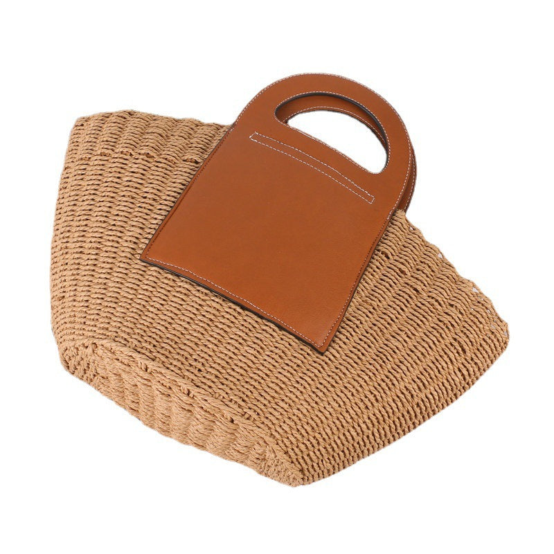 Siopsrl | Handbag Made of High-Quality Raffia with Elegant Leather Accents Siopsrl