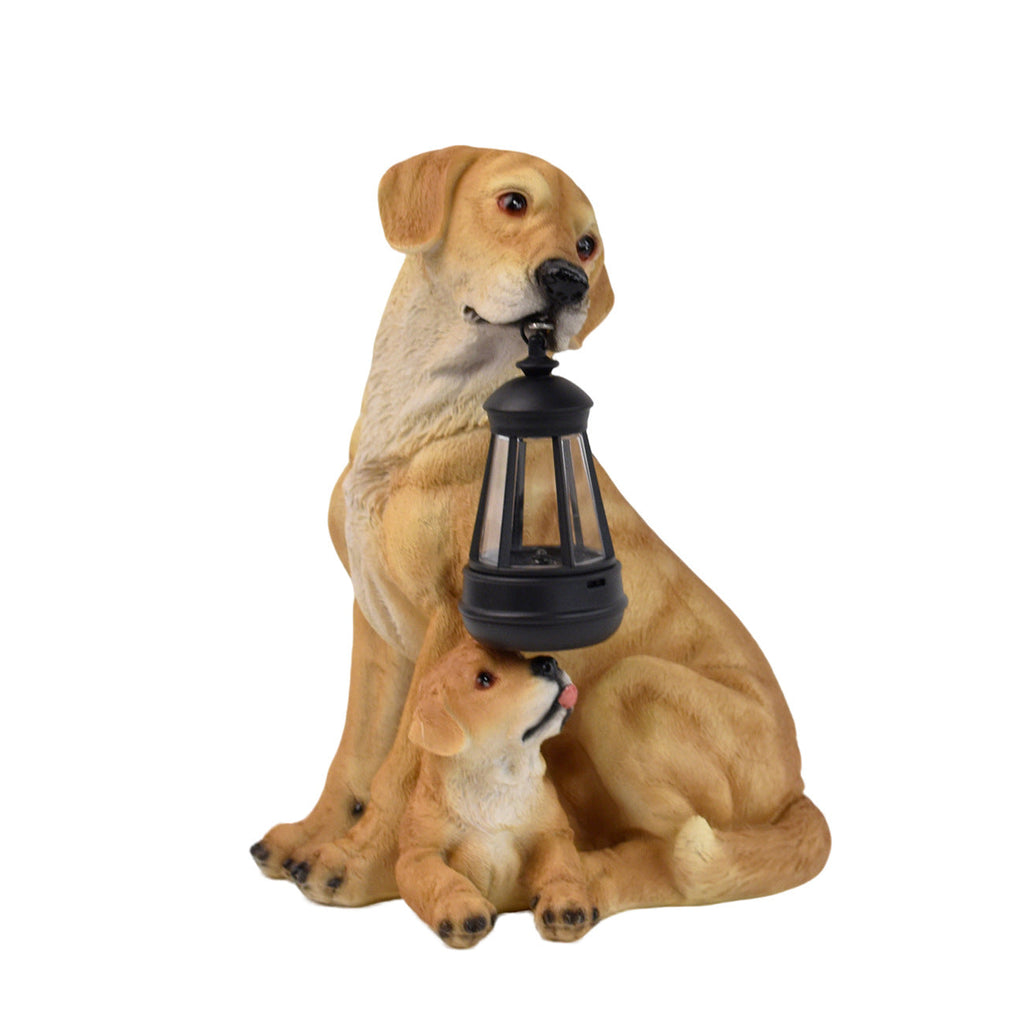 Resin Boxer Dog Solar Lantern Garden Sculpture Siopsrl