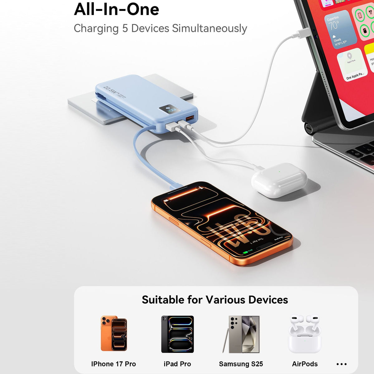 Siopsrl | Power bank with digital LCD display and integrated charger Siopsrl