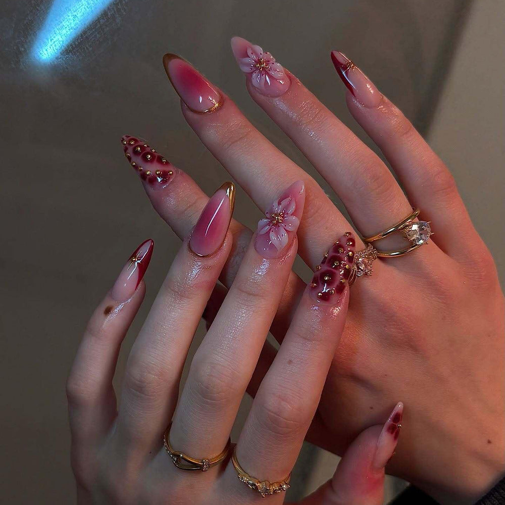 Siopsrl | Artificial nails with floral and glitter accents Siopsrl