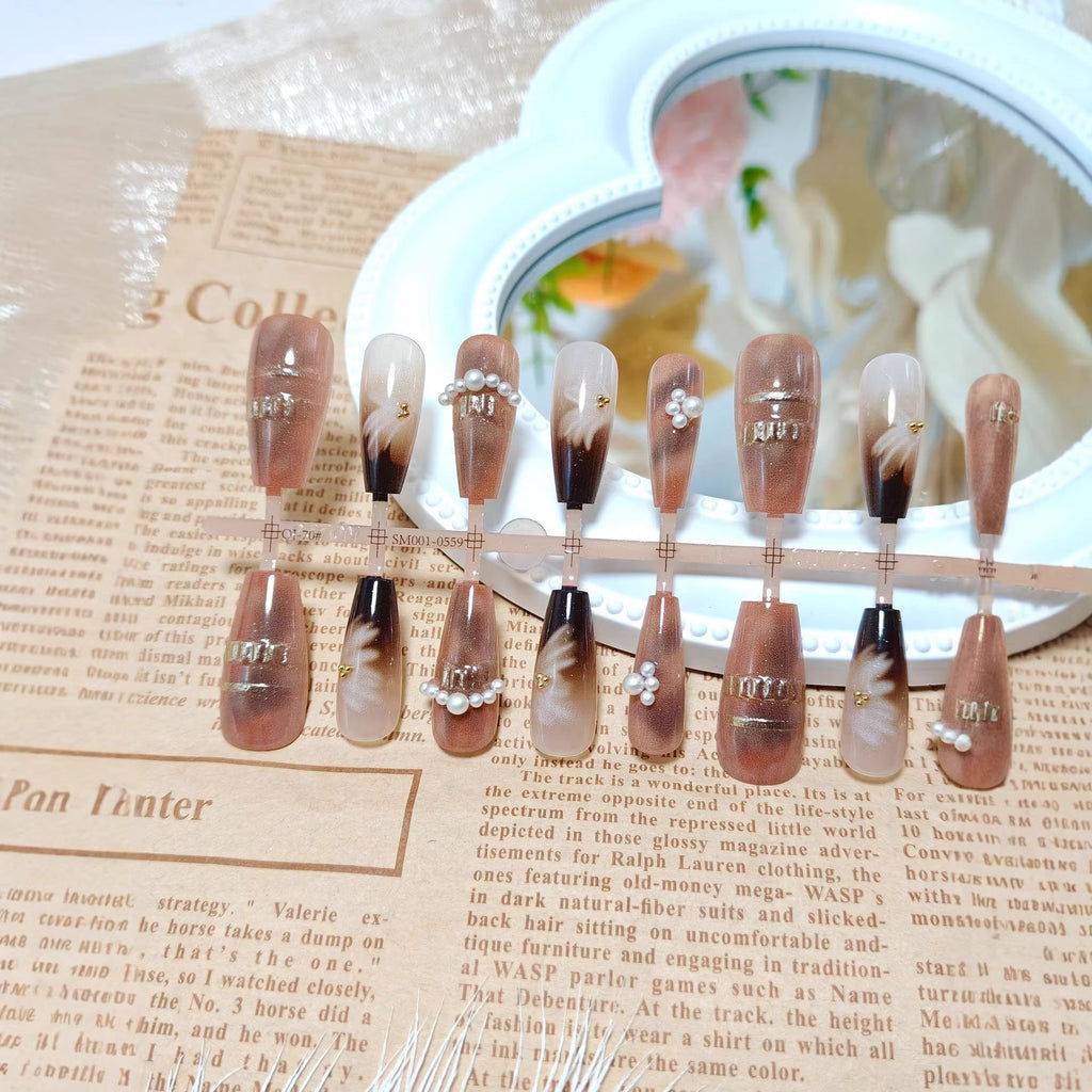 Siopsrl | Nail Art Set with Elegant Gradient and Pearled Accents Siopsrl