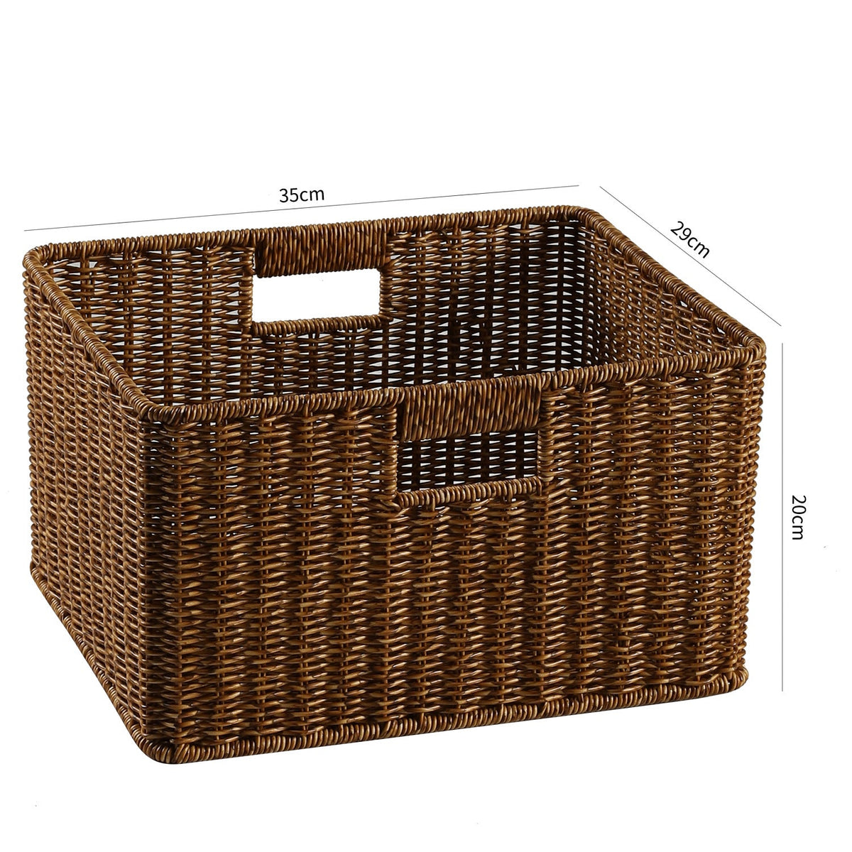 Handwoven Rectangular Storage Basket with Cut-Out Handles Siopsrl