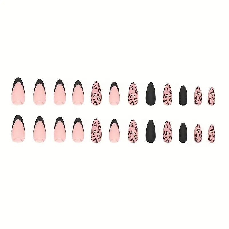Siopsrl | Acrylic nail set with glamorous leopard pattern and elegant accents Siopsrl