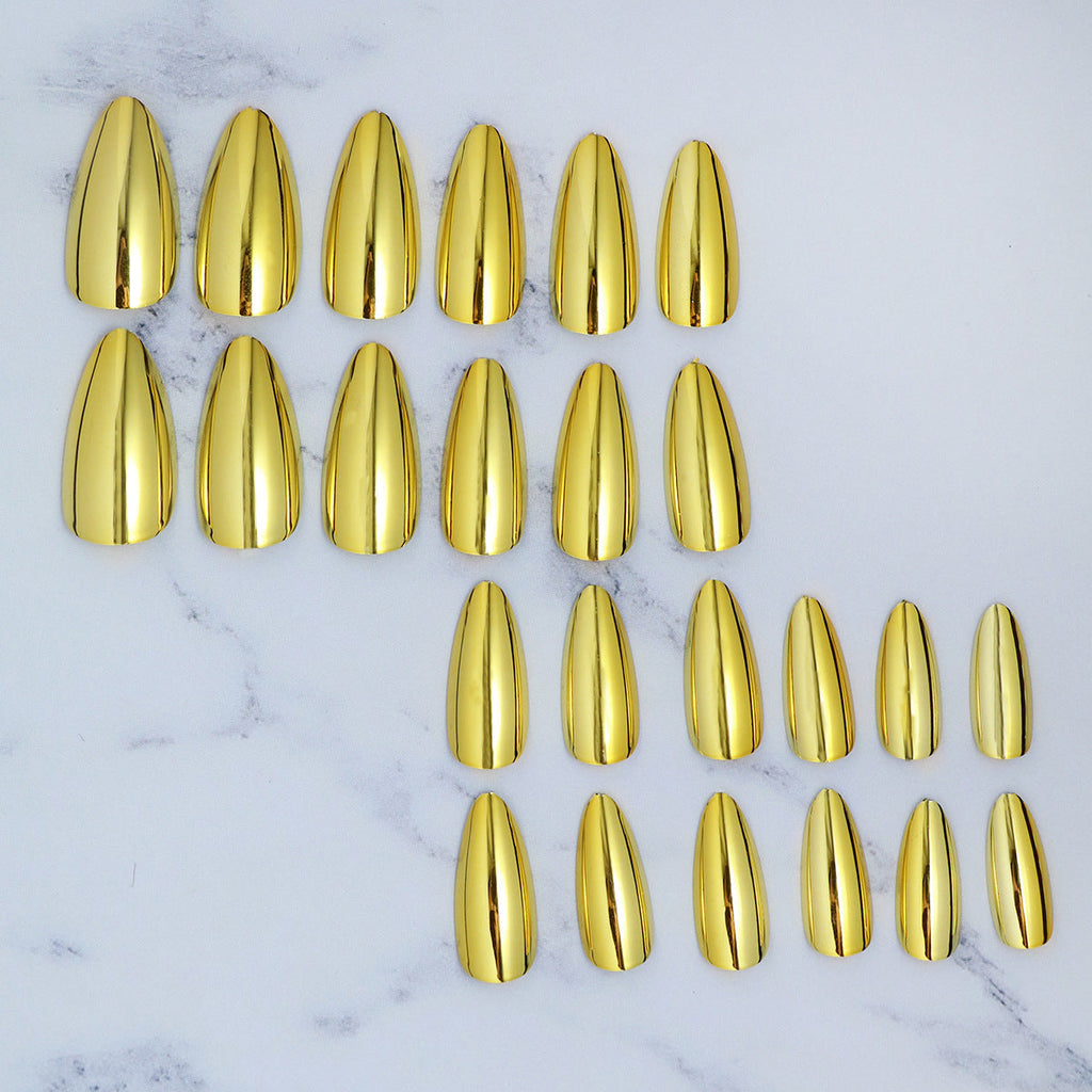 Siopsrl | Glossy Metallic Almond-Shaped Press-On Nails Siopsrl