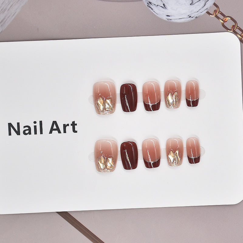 Siopsrl | Elegant Foil and Floral Press-On Nail Set Siopsrl